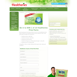 Win 1 of 10 Healtheries Prize Packs