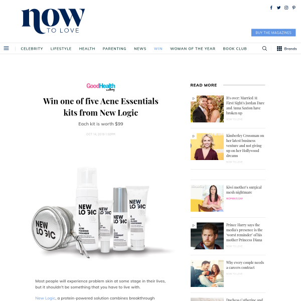 Win 1 of 5 Acne Essentials kits from New Logic