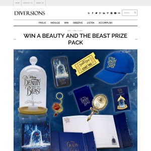 Win 1 of 5 Beauty and the Beast prize packs 