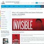 Win 1 of 5 copies of the new James Patterson thriller, INVISIBLE
