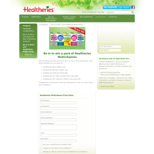 Win 1 of 6 packs of Healtheries Multivitamins