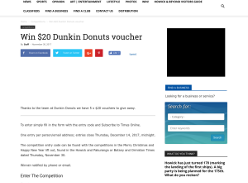 Win $20 Dunkin Donuts voucher