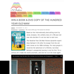 Win a book and DVD copy of The Hundred Year Old Man Who Climbed Out the Window and Disappeared