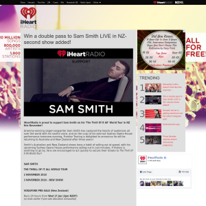 Win a double pass to Sam Smith LIVE in NZ