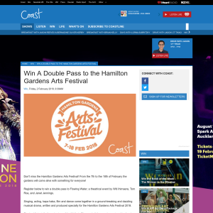Win A Double Pass to the Hamilton Gardens Arts Festival