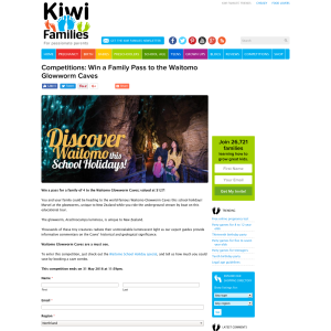 Win a Family Pass to the Waitomo Glowworm Caves