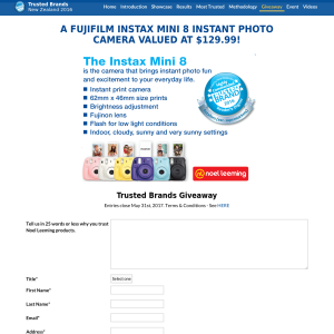 Win a fujifilm instax mini 8 instant photo camera