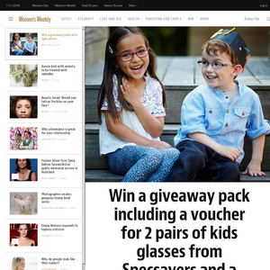 Win a giveaway pack including a voucher for 2 pairs of kids glasses