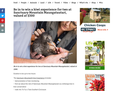 Win a kiwi experience for two at Sanctuary Mountain Maungatautari