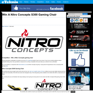 Win a Nitro Concepts S300 Gaming Chair