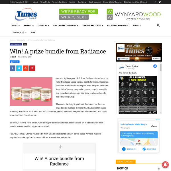 Win a prize bundle from Radiance