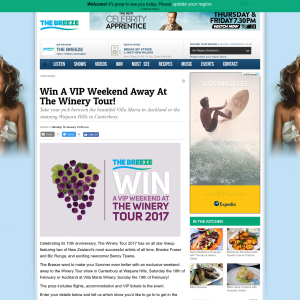 Win a VIP weekend away at The Winery Tour
