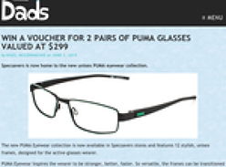Win a voucher for 2 pairs of Puma Glasses