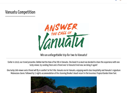 Win an unforgettable trip for two to Vanuatu