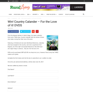 Win Country Calander - For the Love of it! DVDS