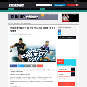 Win four tickets to the next Warriors home match