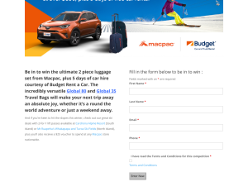 Win Macpac 2 piece luggage set + 5 days of free Budget car rental