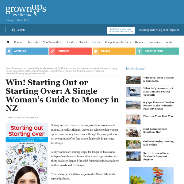 Win Starting Out or Starting Over: A Single Woman’s Guide to Money in NZ