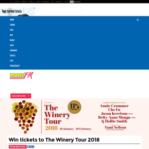 Win tickets to The Winery Tour 2018