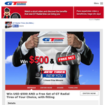 Win USD $500 AND a Free Set of GT Radial Tires of Your Choice, with fitting