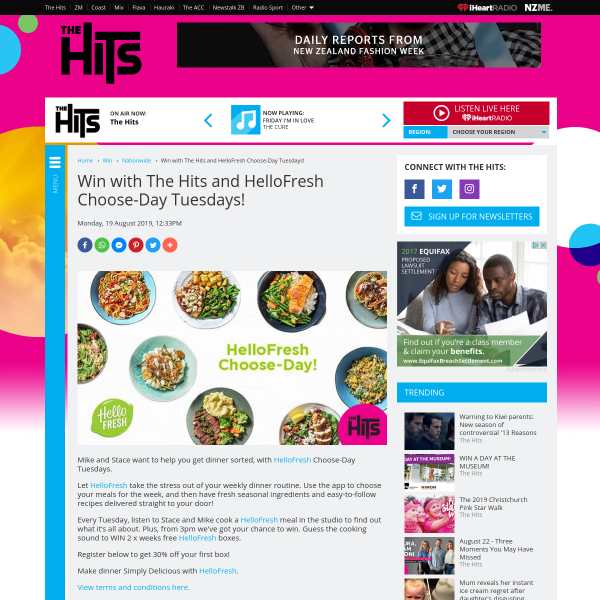 Win with The Hits and HelloFresh Choose-Day Tuesdays
