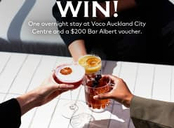 Win an overnight stay at Voco Auckland City Centre and a $200 Bar Albert Voucher