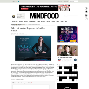 Win 1 of 10 double passes to Molly’s Game