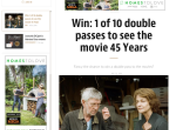 Win 1 of 10 double passes to see the movie 45 Years