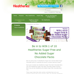 Win 1 of 10 Healtheries Sugar Free and No Added Sugar Chocolate Packs