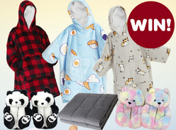 Win 1 of 2 Prize Packs containing a Mega Hoodie, Weighted Blanket and Slippers