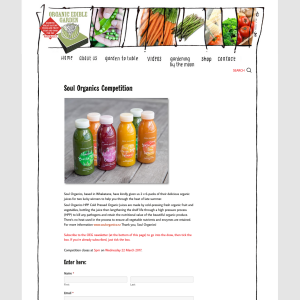 Win 1 of 2 Soul Organics 6-pack of fresh juices - Organic Edible Garden 