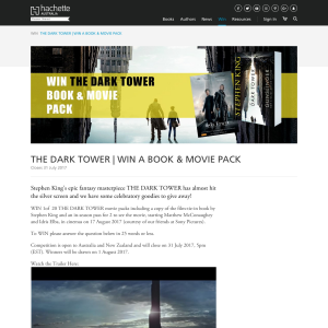 Win 1 of 20 The Dark Tower double passes & book packs - Hachette