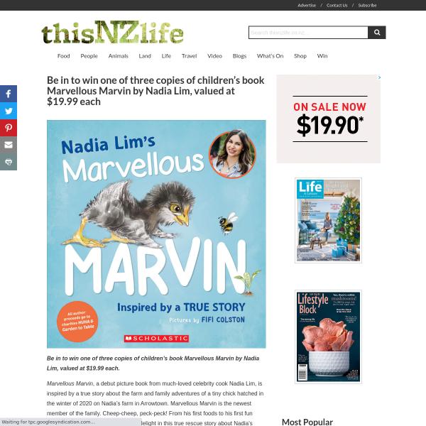 Win 1 of 3 copies of children’s book Marvellous Marvin by Nadia Lim