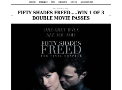 Win 1 of 3 double movie passes to Fifty Shades Freed