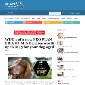 Win 1 of 3 new PRO PLAN BRIGHT MIND prizes