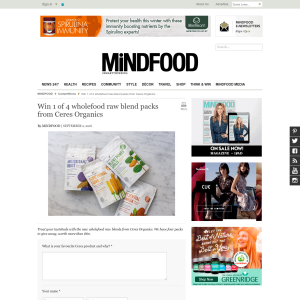 Win 1 of 4 wholefood raw blend packs from Ceres Organics