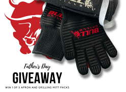 Win 1 of 5 Bull BBQ Aprons and Pair of Heat Resistant Grilling Mitts