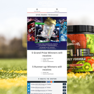 Win 1 of 5 Madden NFL 18 Prize Packs or 1 of 5 GFUEL Prize Packs