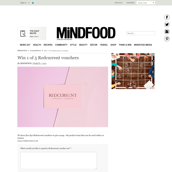 Win 1 of 5 Redcurrent vouchers