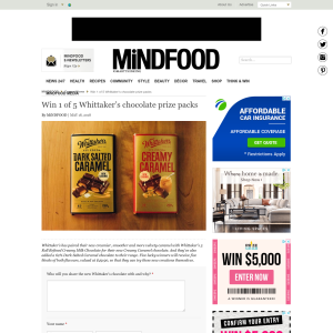 Win 1 of 5 Whittaker’s chocolate prize packs