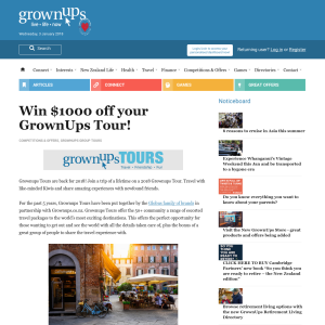 Win $1000 off your GrownUps Tour