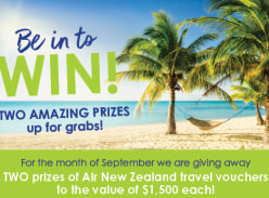 Win $1500 Air New Zealand Travel Vouchers