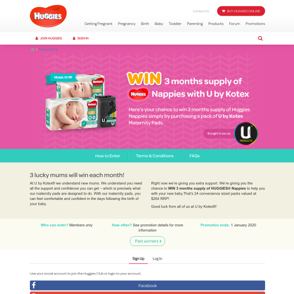 Win 3 months supply of Nappies with U by Kotex
