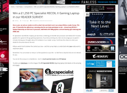 Win a £1,250 PC Specialist RECOIL II Gaming Laptop 