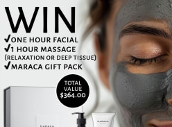 Win a 1 Hour Facial, 1 Hour Massage $ Maraca Gift Pack