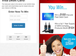 Win a $1000 Pre-paid Visa Debit Card & 1 Years Supply of SKN Complex