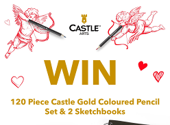 Win a 120 Piece Castle Gold Coloured Pencil Set in a Zip-up Case and 2 Sketchbooks