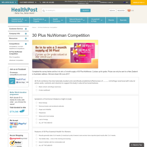 Win a 3 month supply of 30 Plus NuWoman