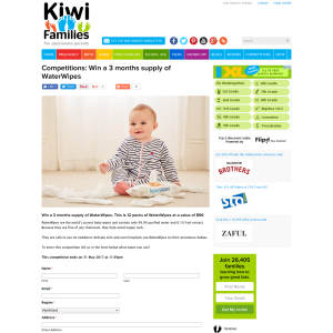 Win a 3 months supply of WaterWipes