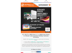 Win a 42' LED TV, XBOX One S, XBOX One Games, Holiday Suitcases